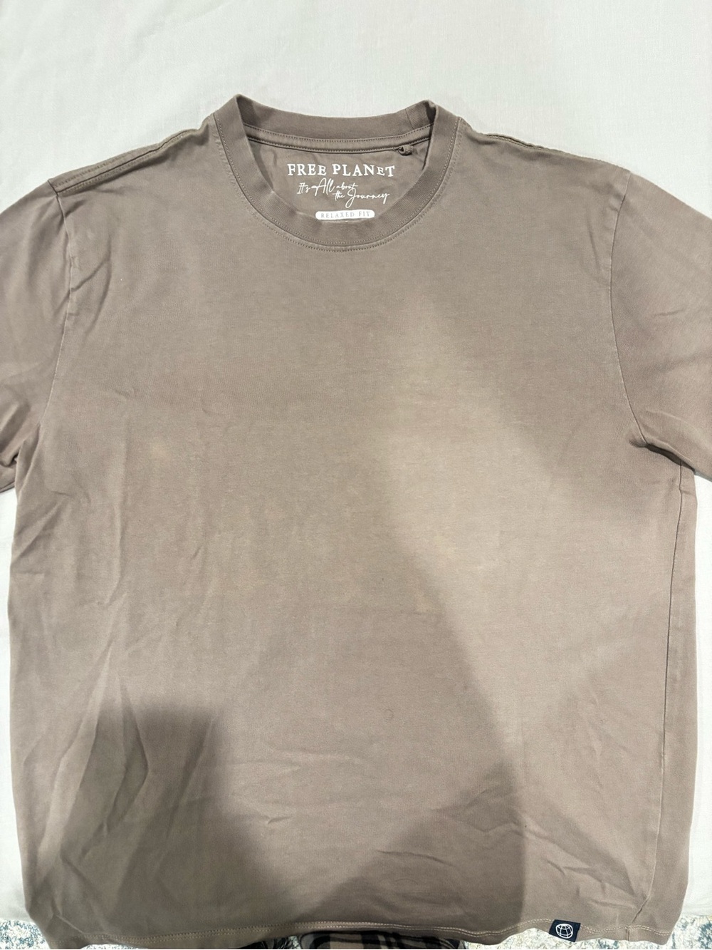 Free Planet Men's Taupe Crew T-Shirt - Neutral Brown